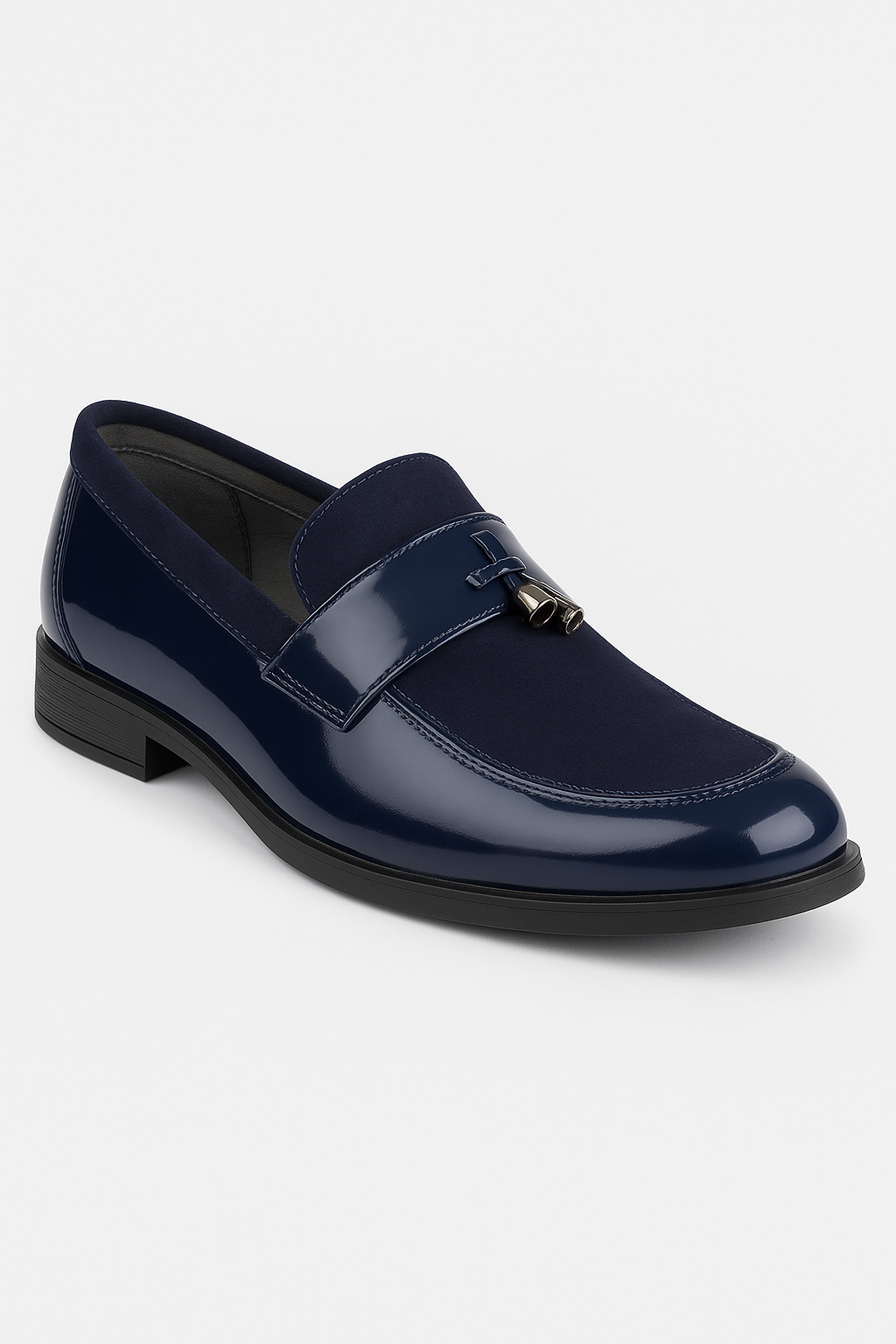 Baby Boys & Boys leather and Suede Slip on Formal Tassel Loafers - Navy Blue Side Picture