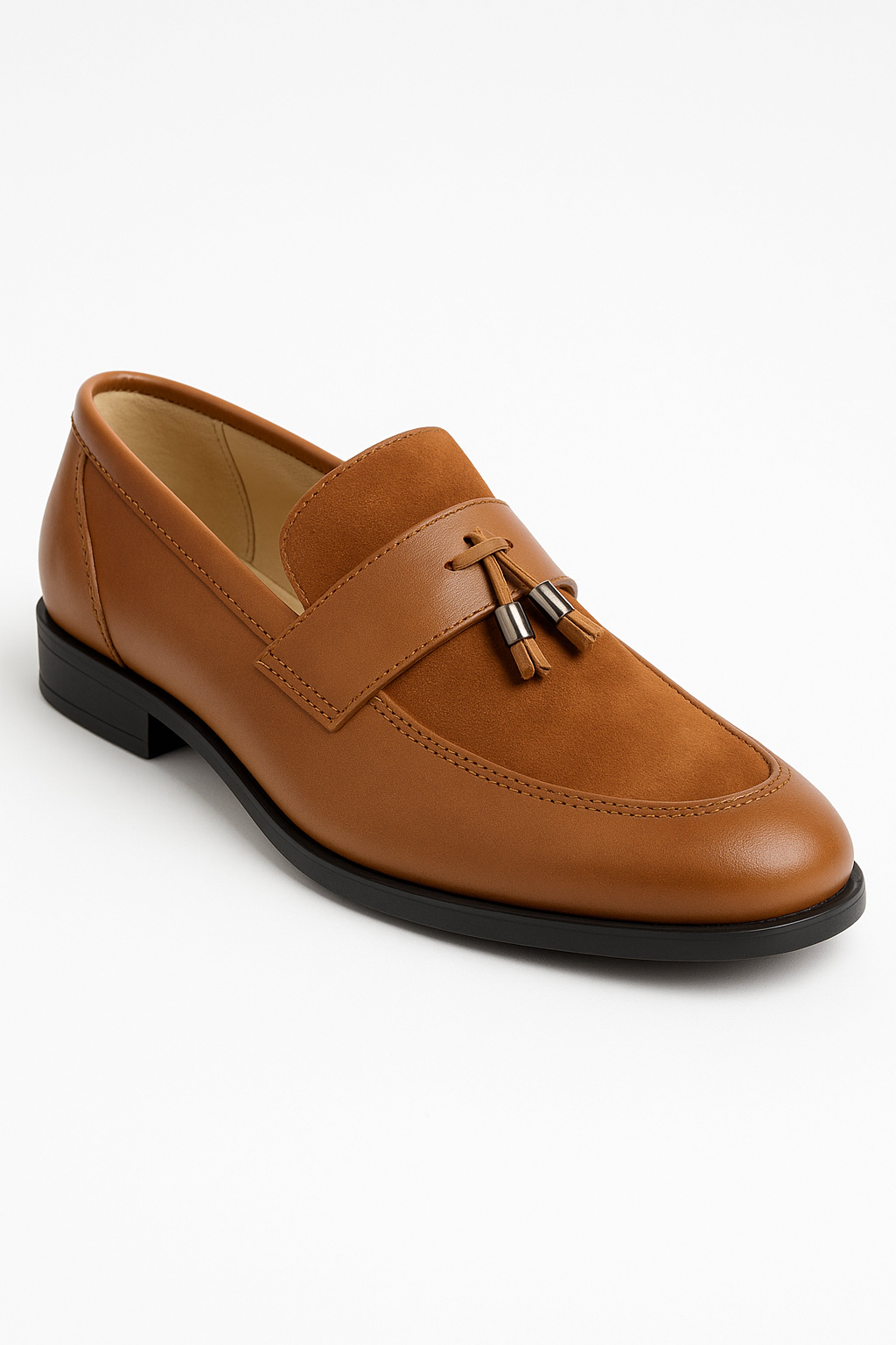 Baby Boys & Boys leather and Suede Slip on Formal Tassel Loafers - Tan Brown Side Picture