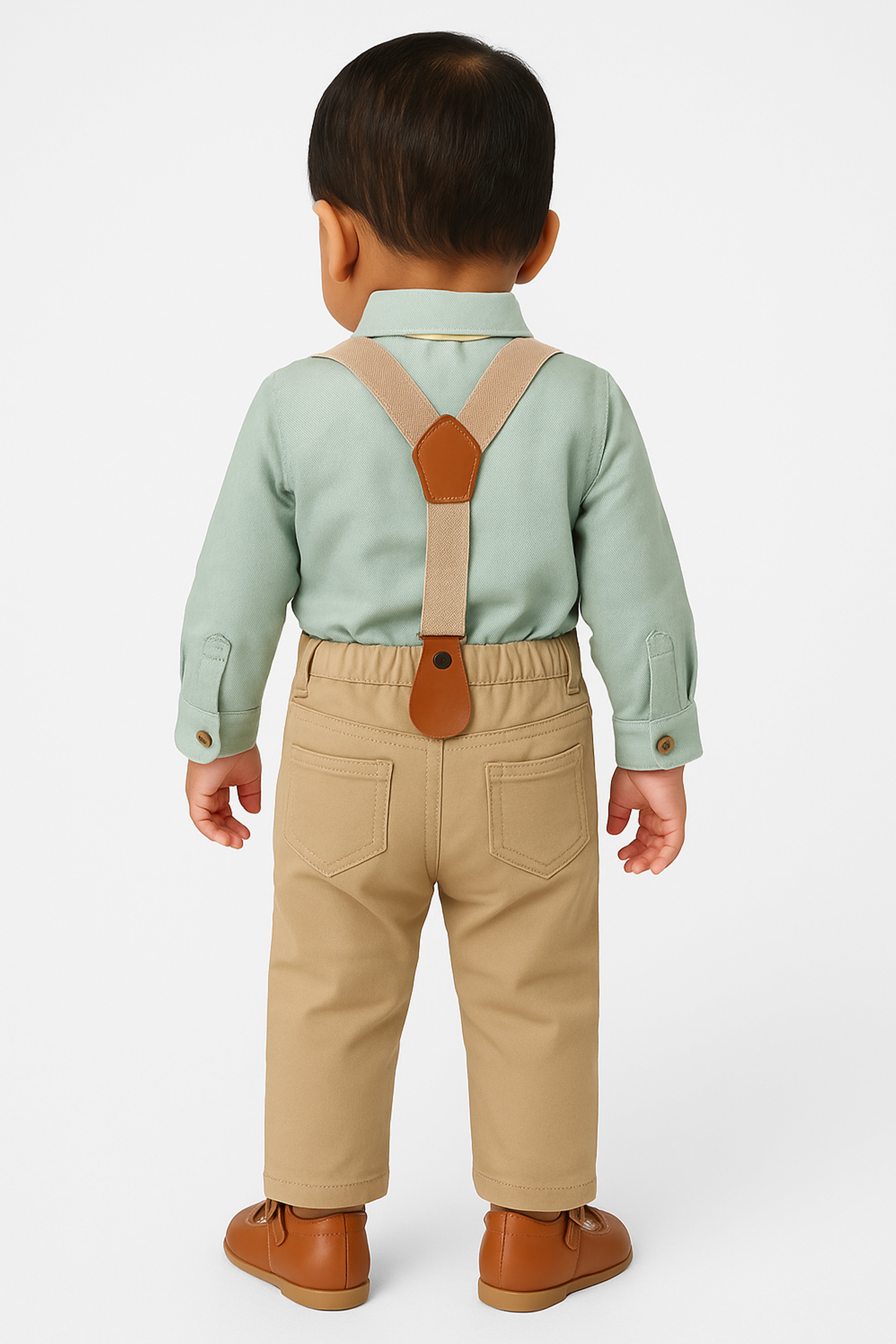 Baby & Boys 4-Piece Cotton Gentleman Outfit Set - OXFORD - GREEN & BEIGE