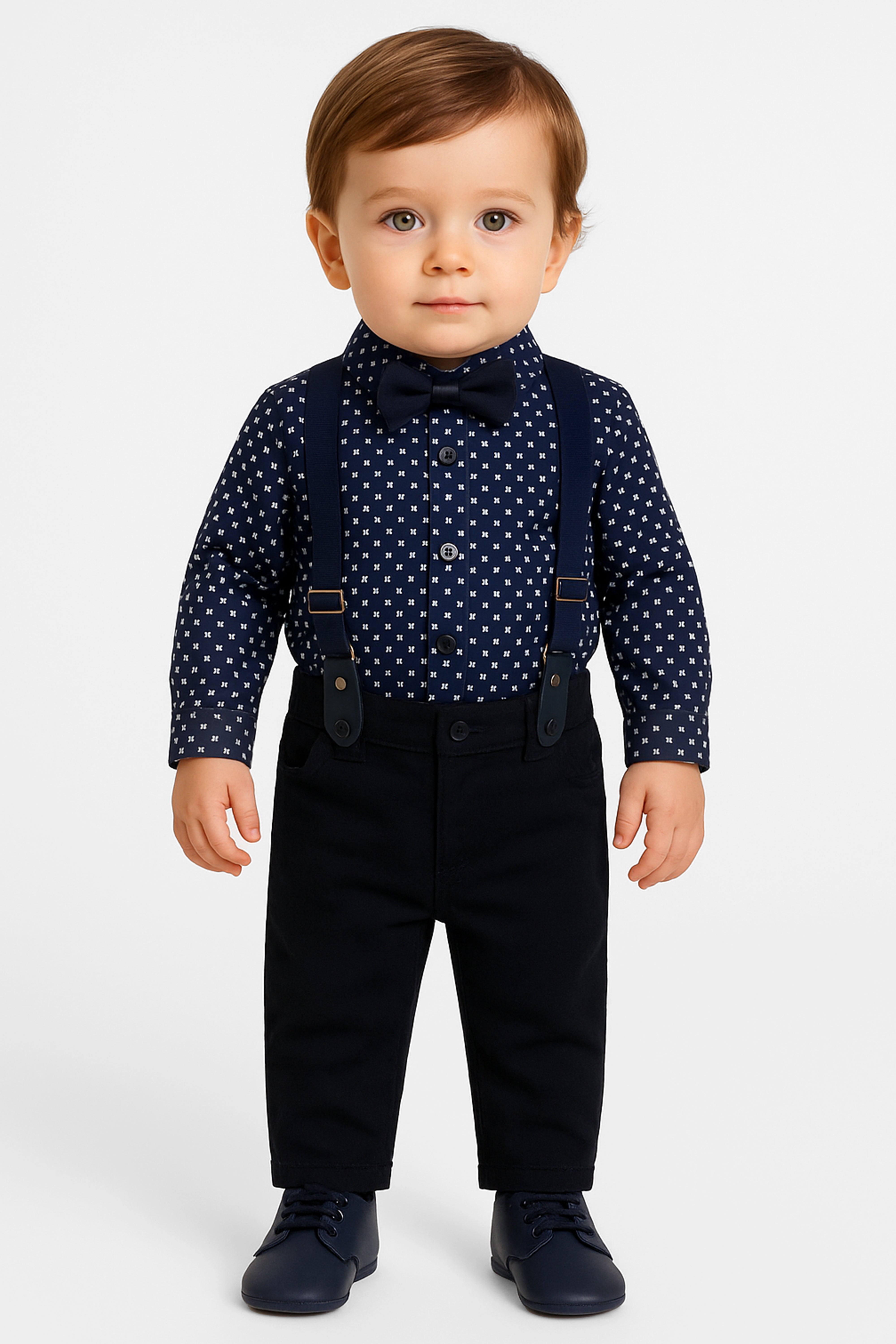 Baby & Boys 4-Piece Cotton Patterned Gentleman Outfit Set - KELEBEK - NAVY & NAVY