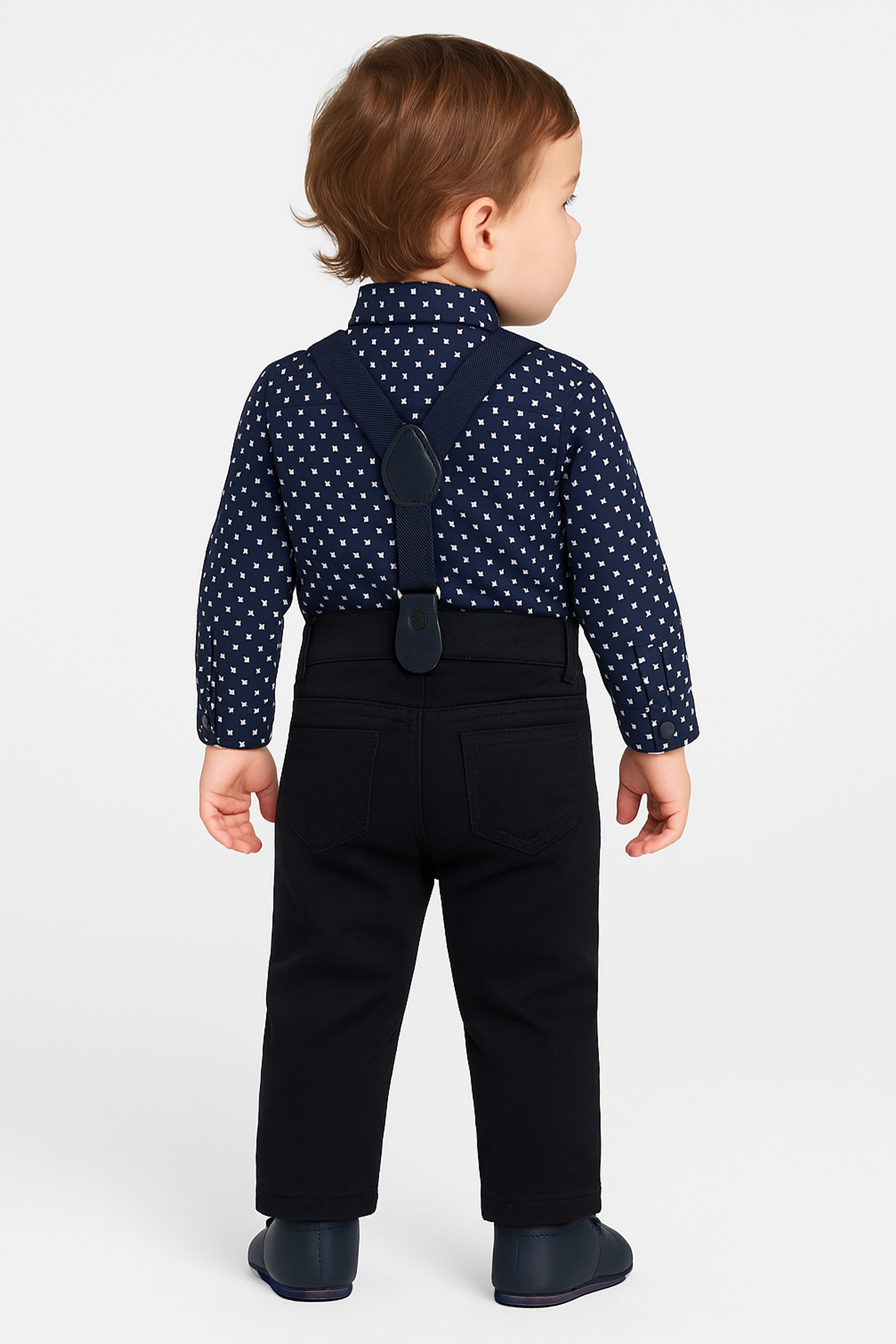 Baby & Boys 4-Piece Cotton Patterned Gentleman Outfit Set - KELEBEK - NAVY & NAVY BACK PICTURE