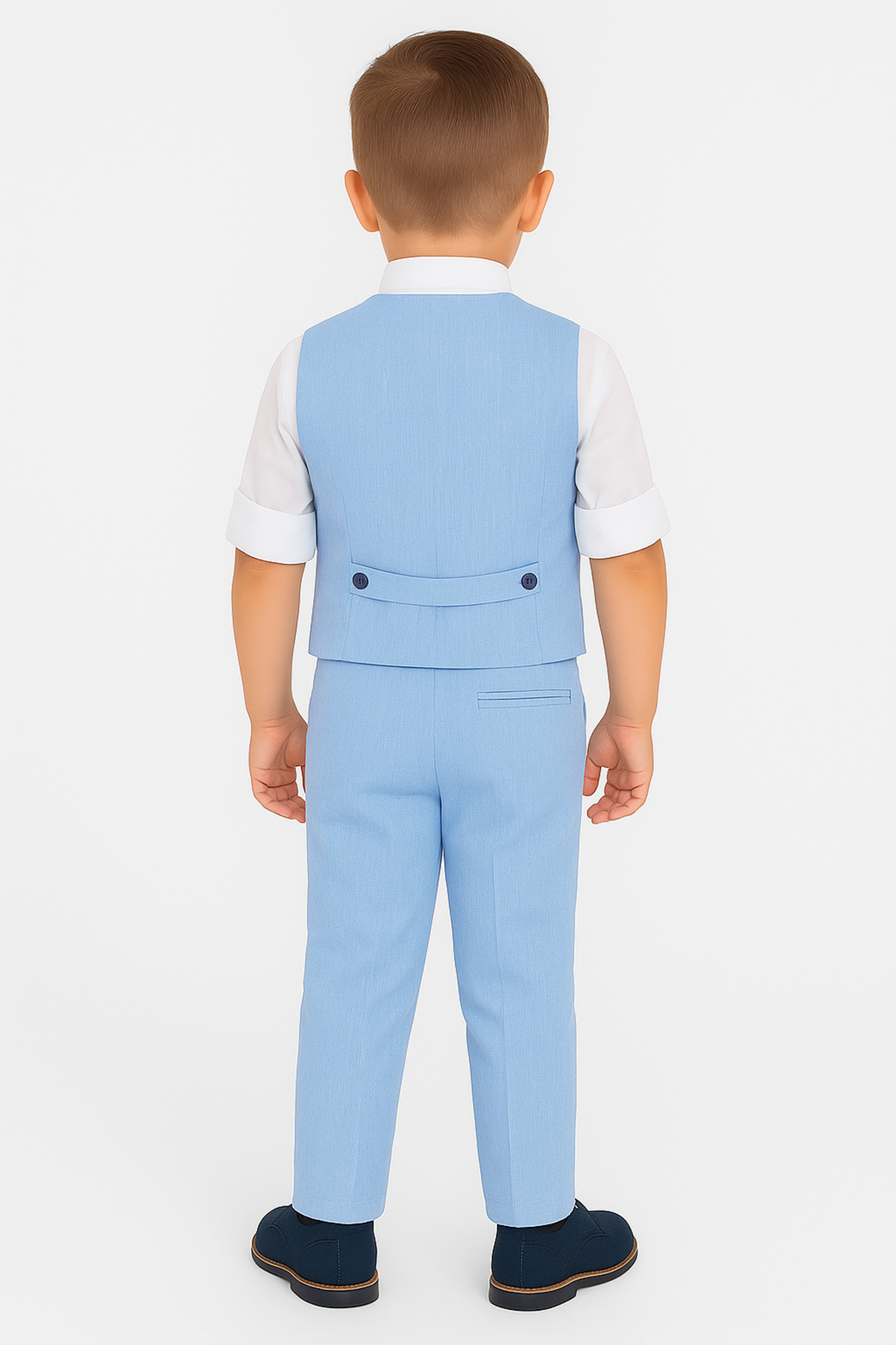 Baby & Boys 4-Piece Cotton-Linen Waistcoat Suit Set - Light Blue