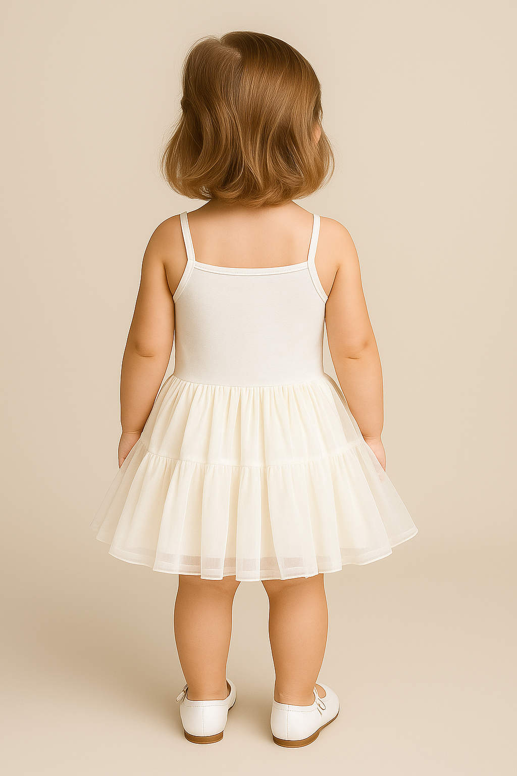 Baby Girl Ballerina Petticoat White Cotton Dress - White Back picture