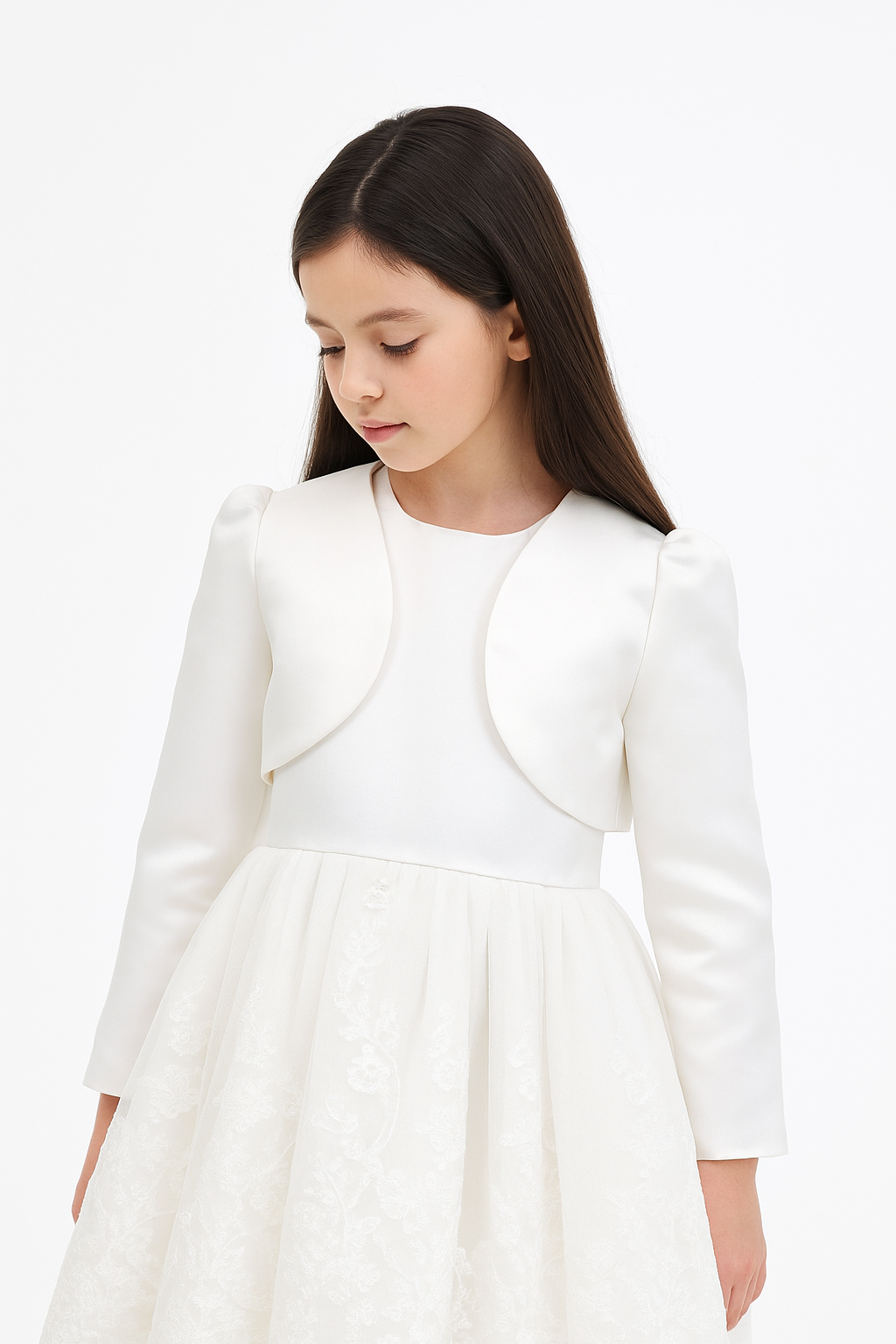 Baby & Girls Satin Bolero Jacket - GINA - White
