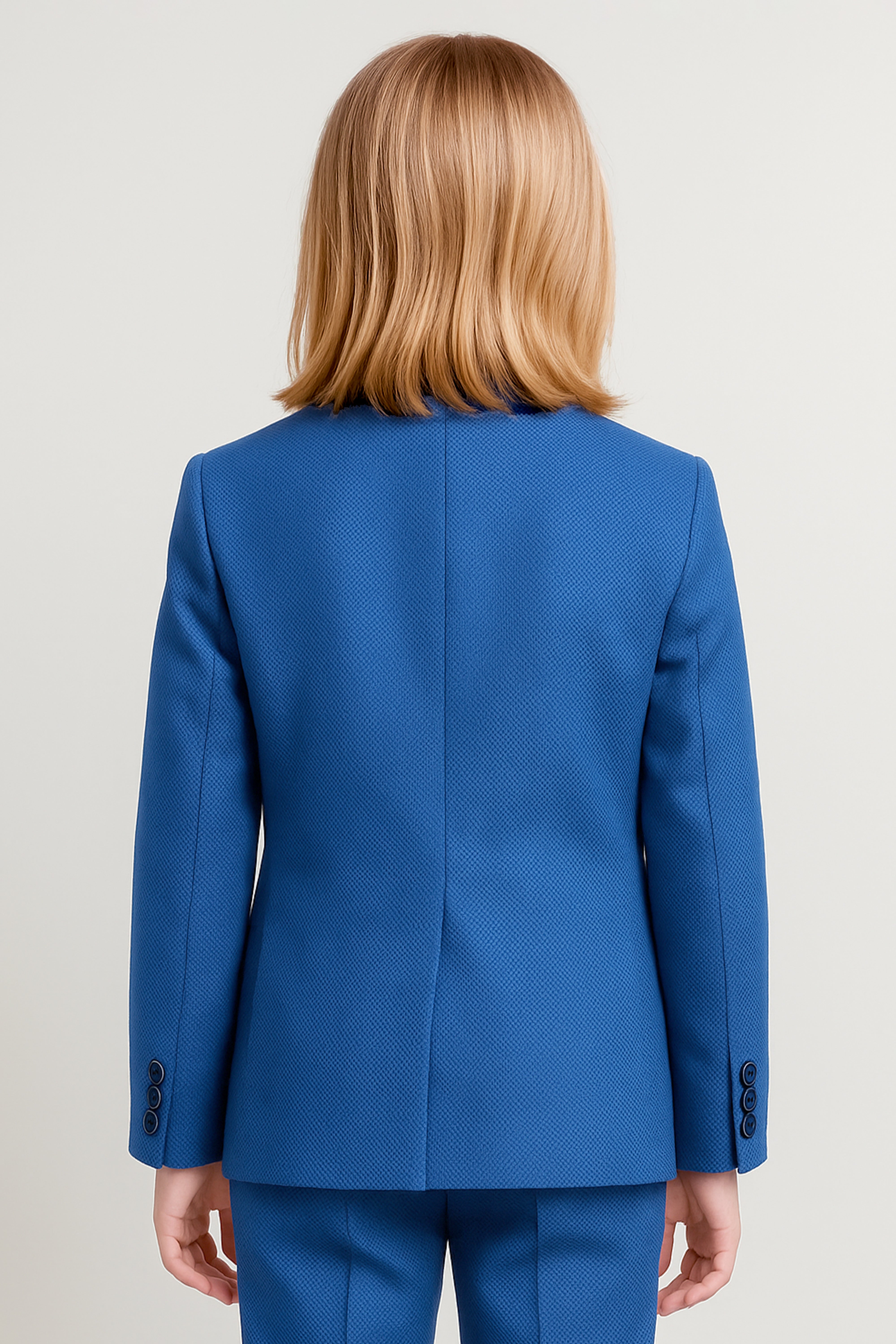 Boys’ 7-Piece Self-Patterned Formal Suit Set - Planet - Indigo Blue Back Picture