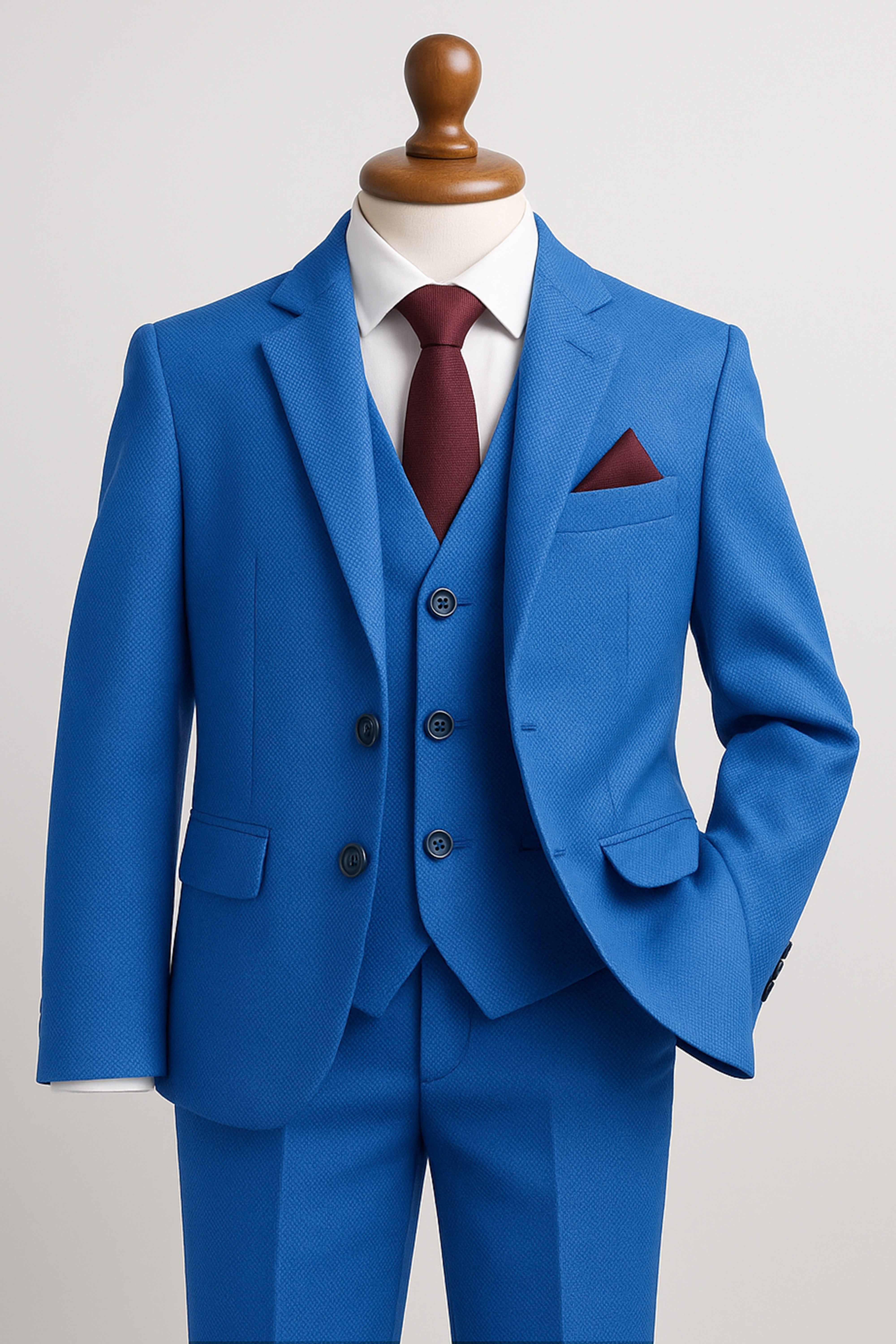 Boys’ 7-Piece Self-Patterned Formal Suit Set - Planet - Indigo Blue Front Picture