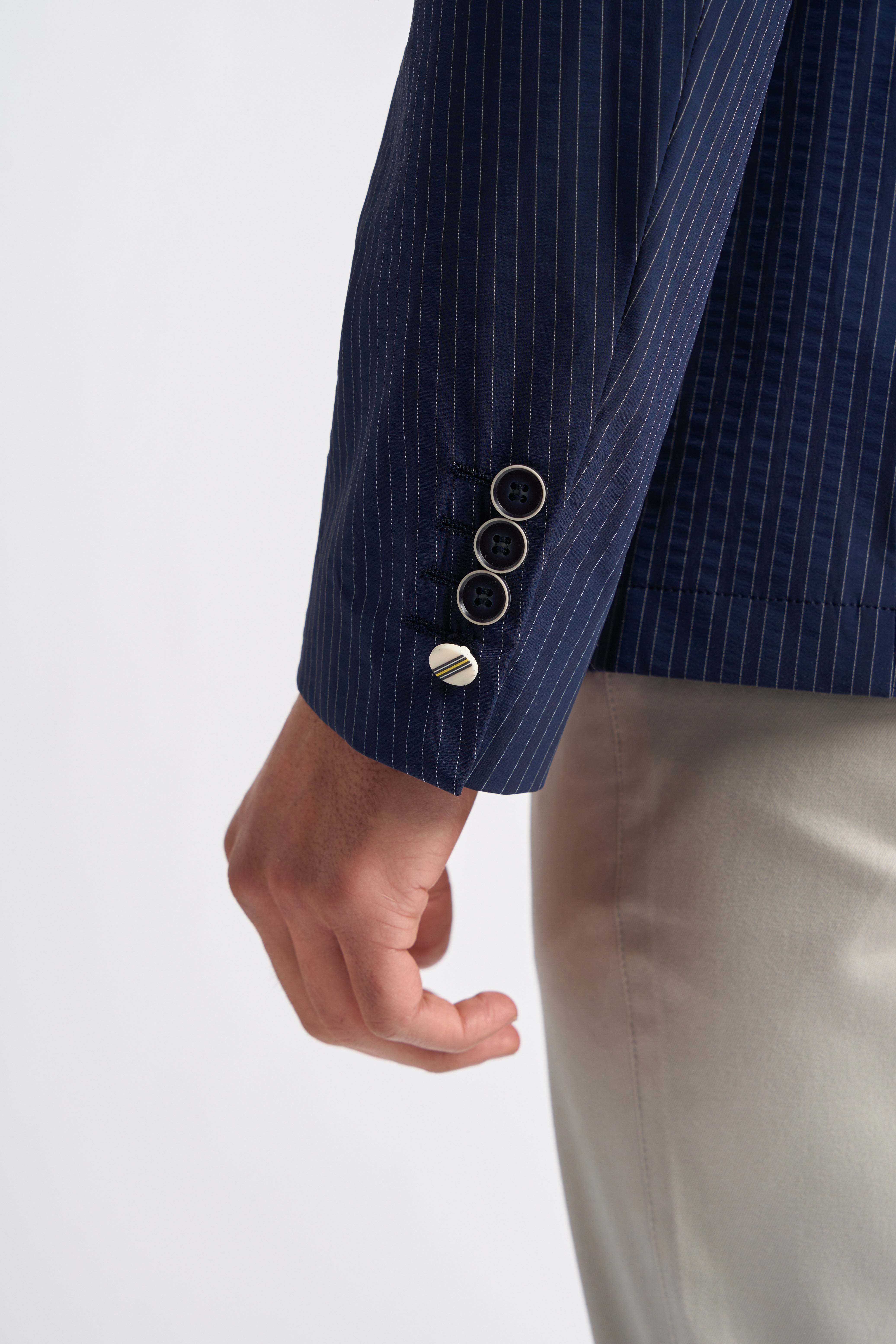 Men’s Navy Blue Pinstripe Blazer - ODENSE - Navy Blue