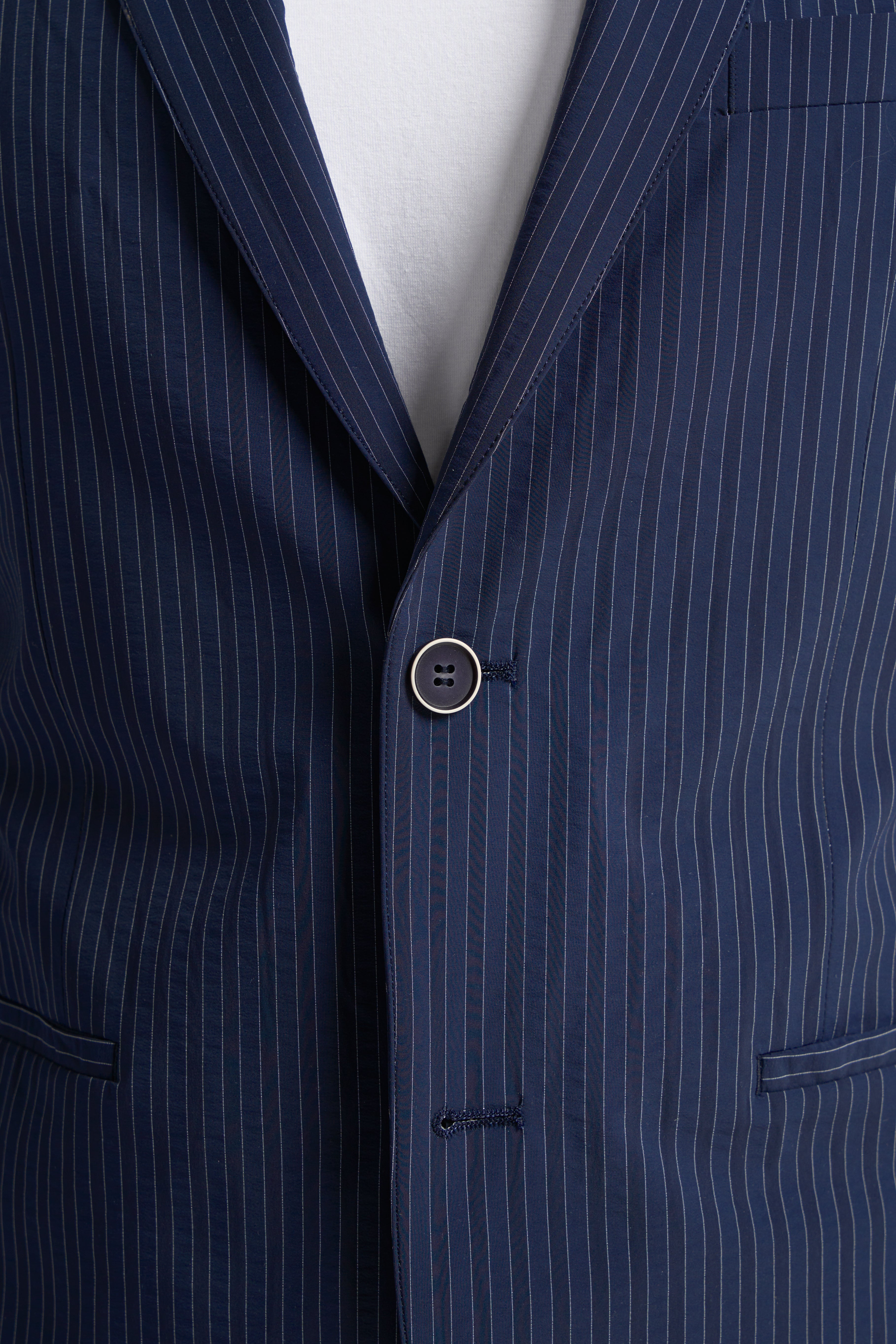 Men’s Navy Blue Pinstripe Blazer - ODENSE - Navy Blue