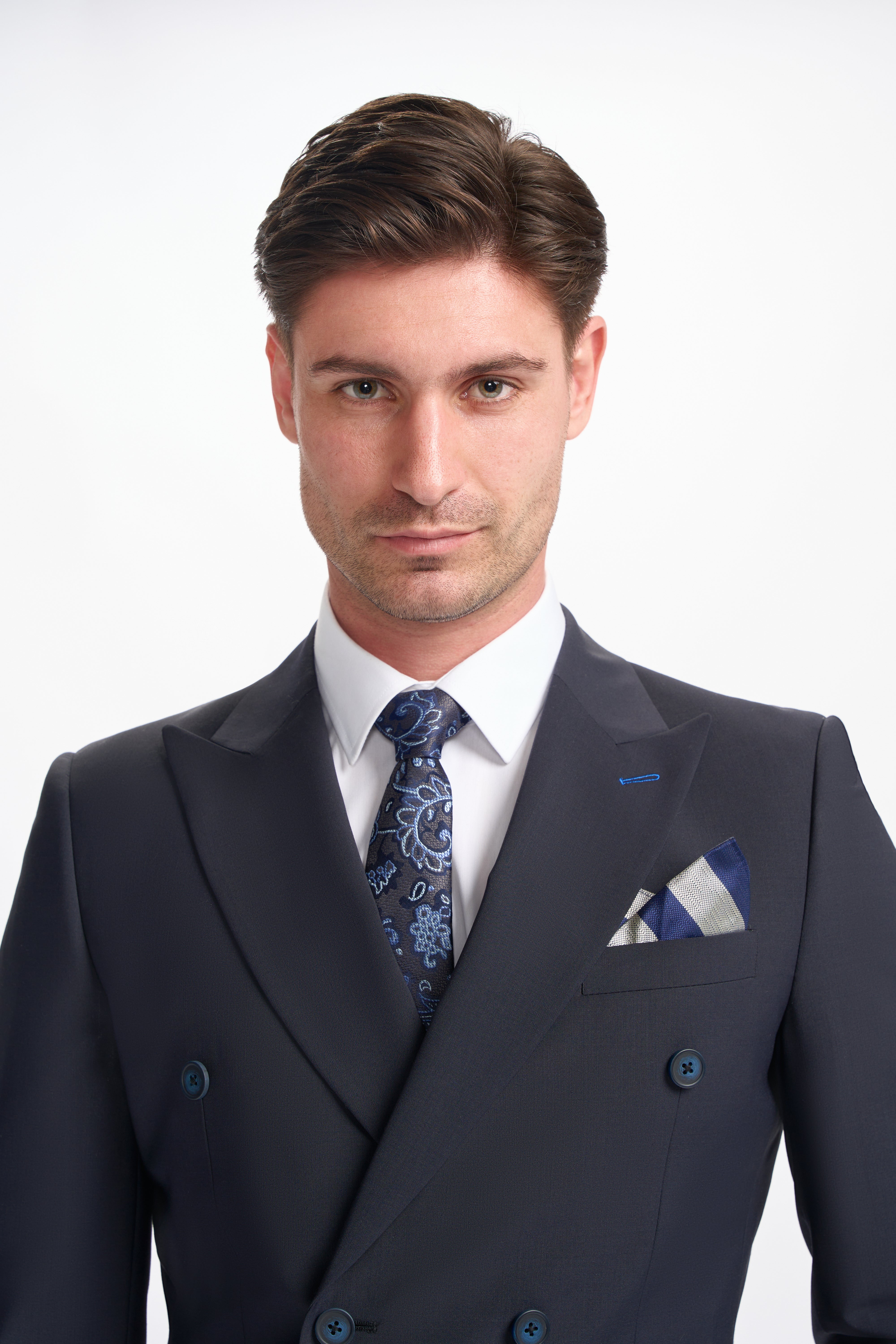 Men’s Wool Blend Double-breasted Suit – BOND D/B - Midnight Blue