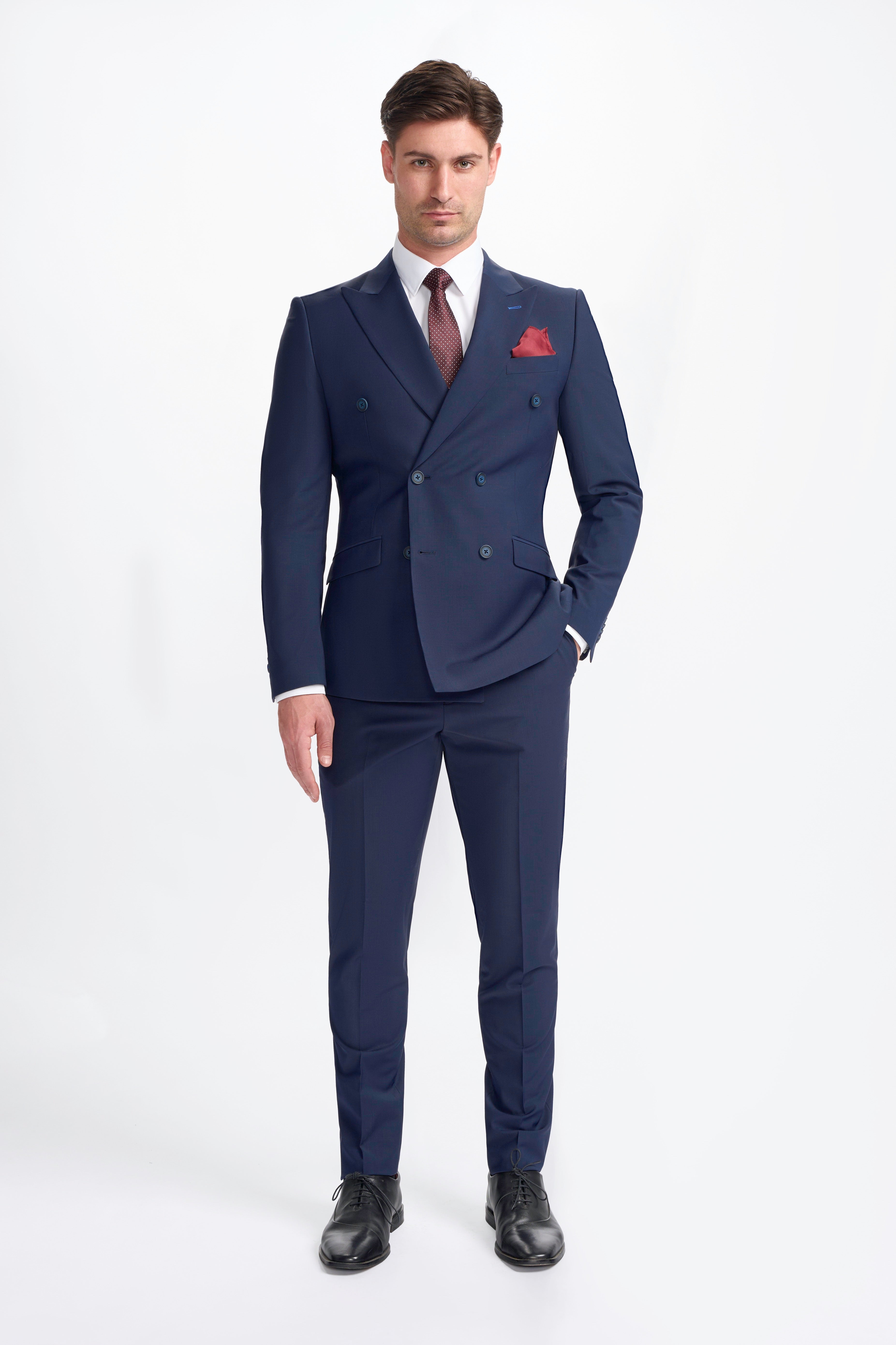 Men’s Wool Blend Double-breasted Suit – BOND D/B - Navy Blue