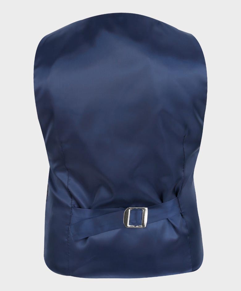 Boys Tailored Fit Herringbone Patterned Suit - TONY - Navy Blue- Grey