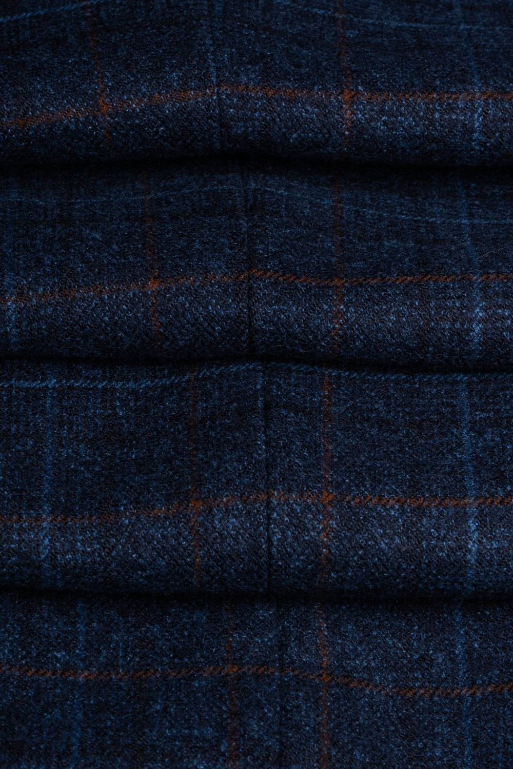 Men's Windowpane Check Tweed Blue Waistcoat - CODY - Navy Blue