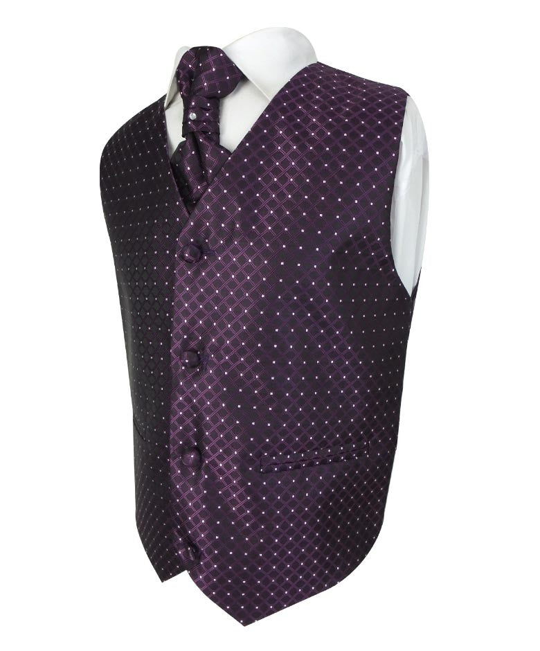 Baby & Boys 4 Piece Diamond Design Wedding Waistcoat Suit - Purple
