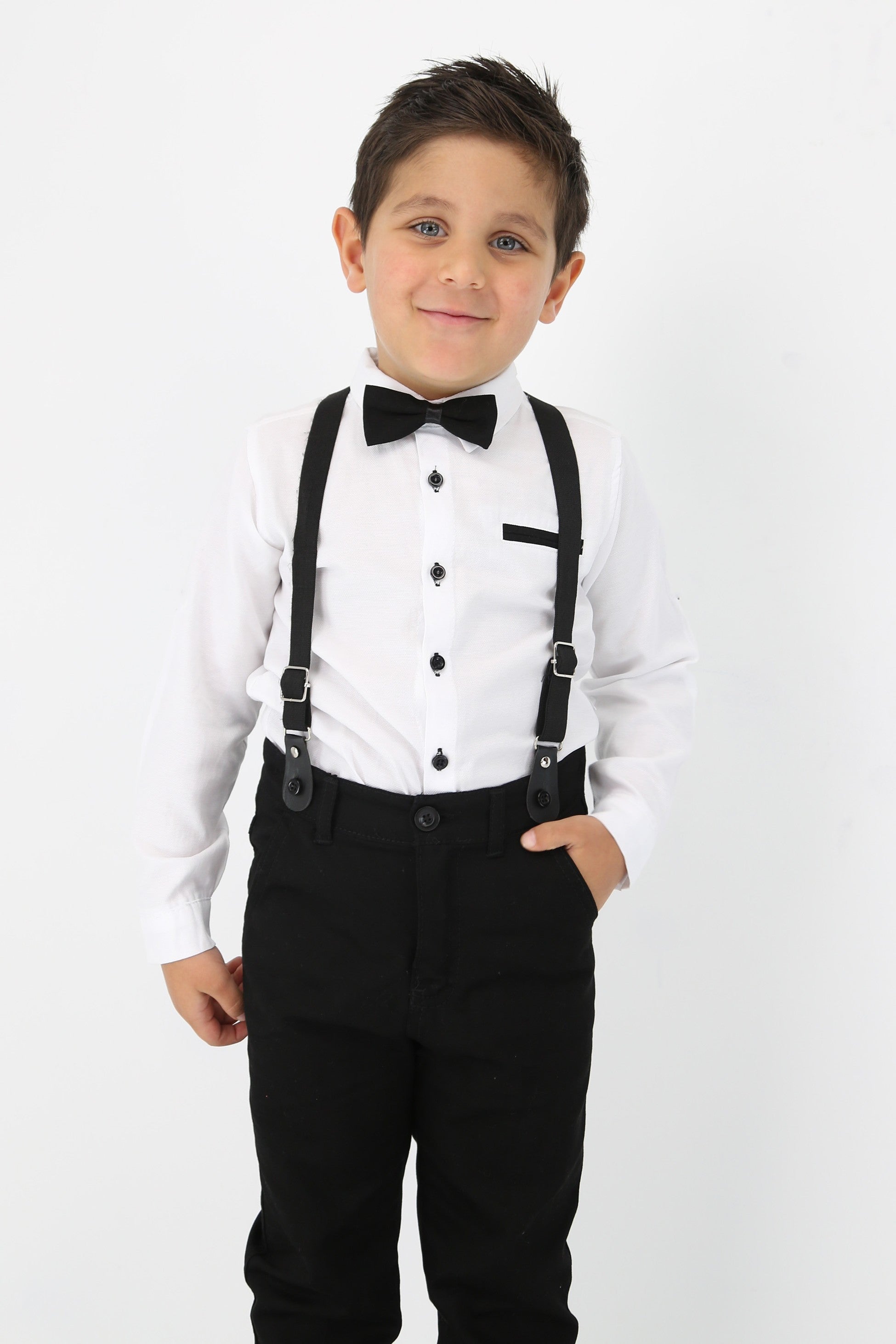 Baby & Boys 4-Piece Cotton Gentleman Outfit Set - OXFORD - White - Navy Blue