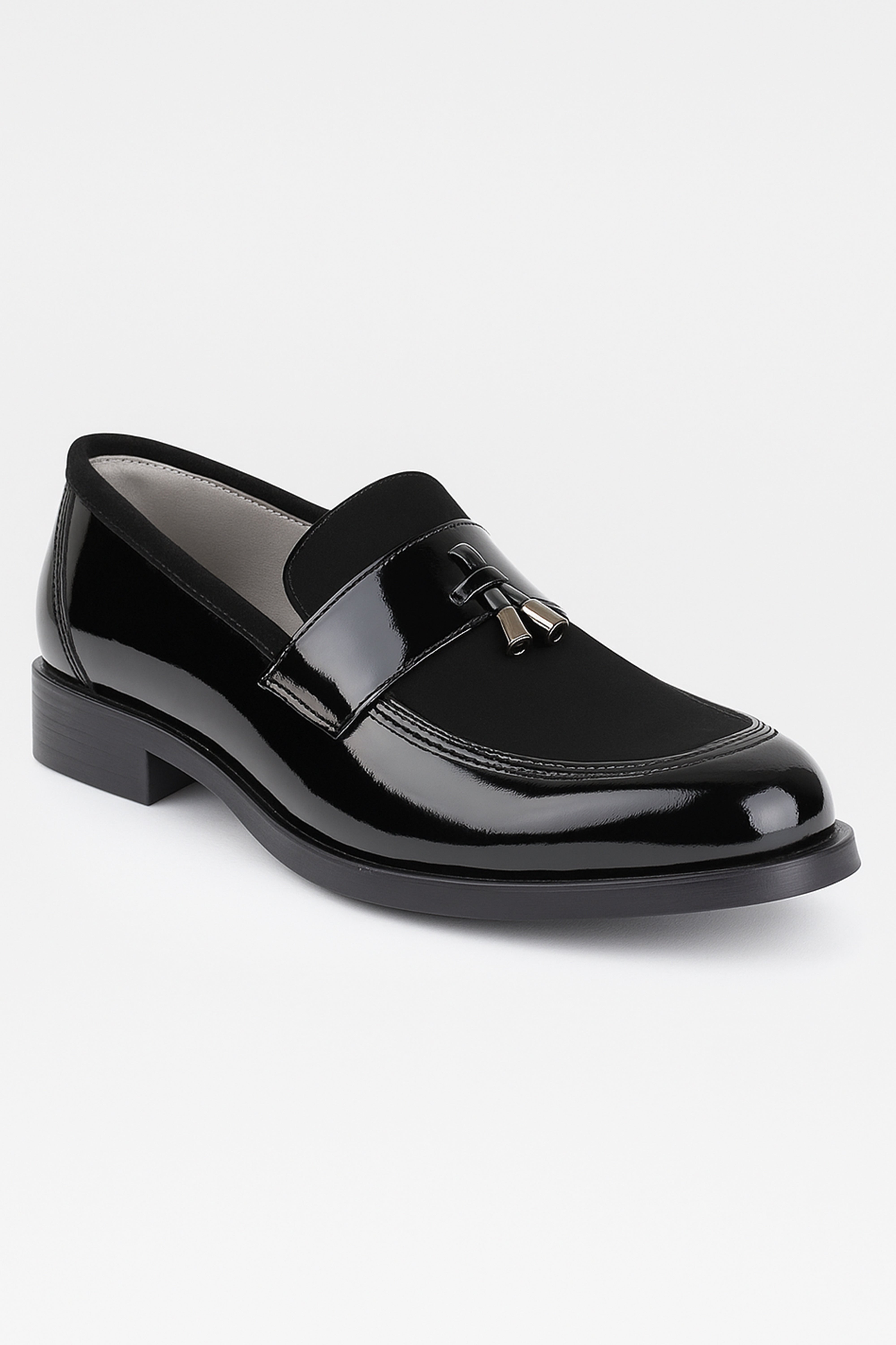Baby Boys & Boys leather and Suede Slip on Formal Tassel Loafers - Black Side Picture