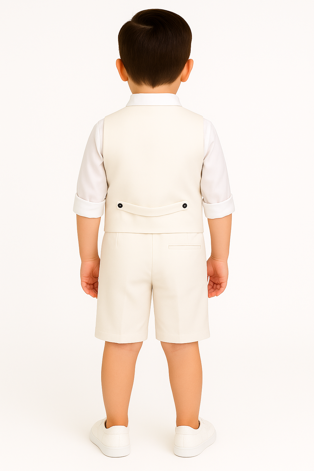 Baby & Boys 3-Piece White Cotton-Linen Waistcoat Shorts Suit Set - WHITBY