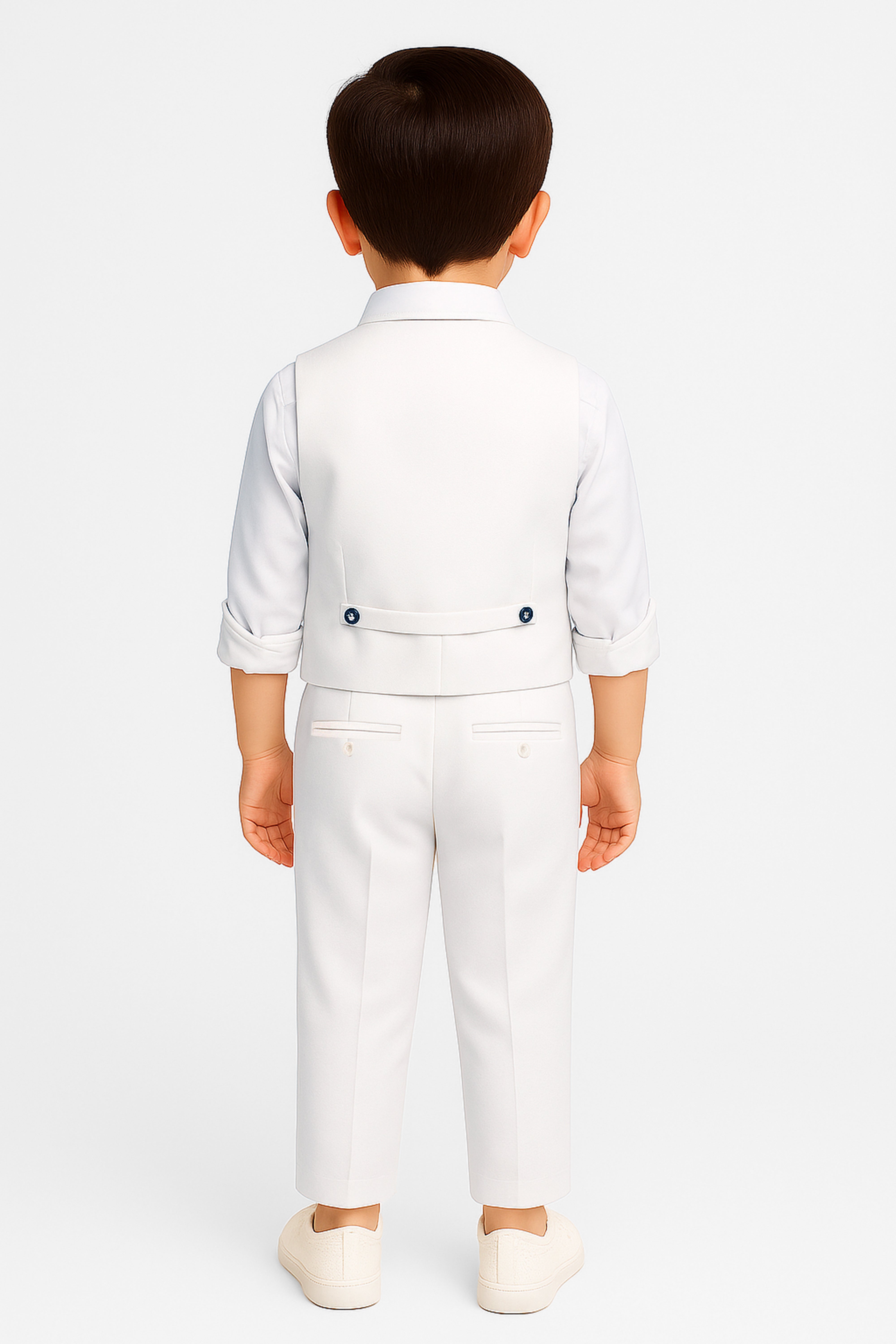 Baby & Boys 3-Piece White Cotton-Linen Waistcoat Suit Set - WHITBY