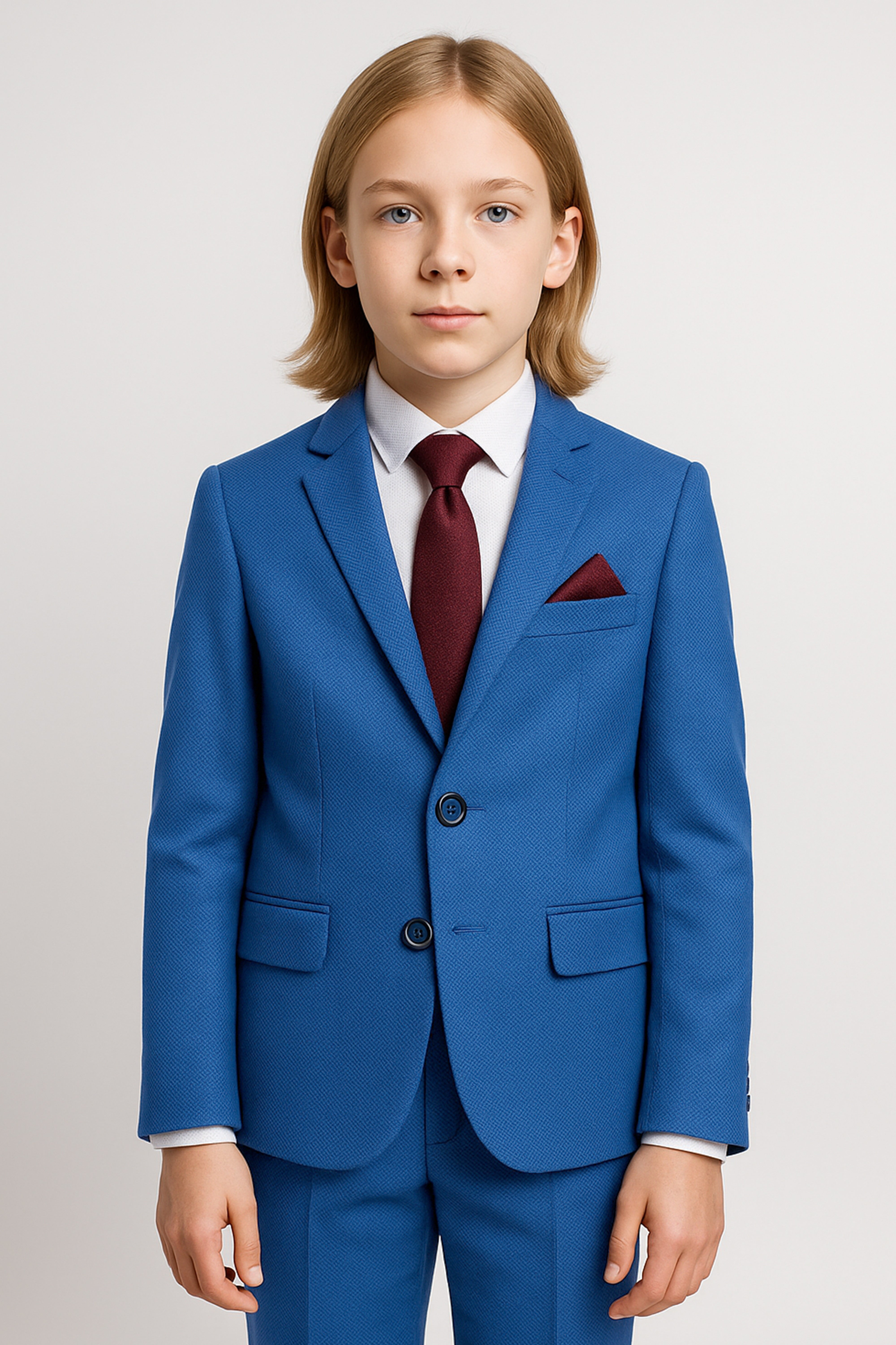 Boys’ 7-Piece Self-Patterned Formal Suit Set - Planet - Indigo Blue Model Picture