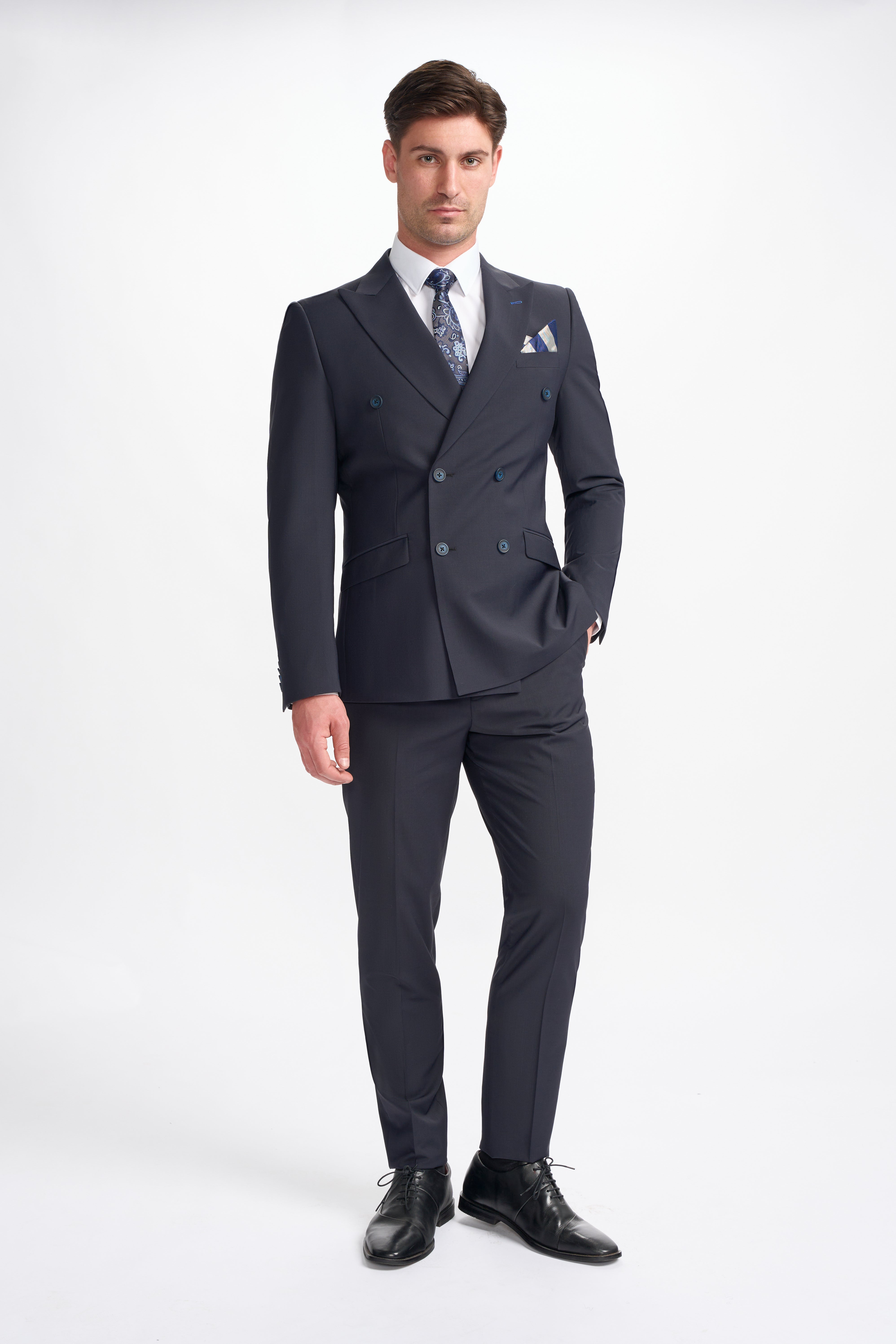 Men’s Wool Blend Double-breasted Suit – BOND D/B - Midnight Blue