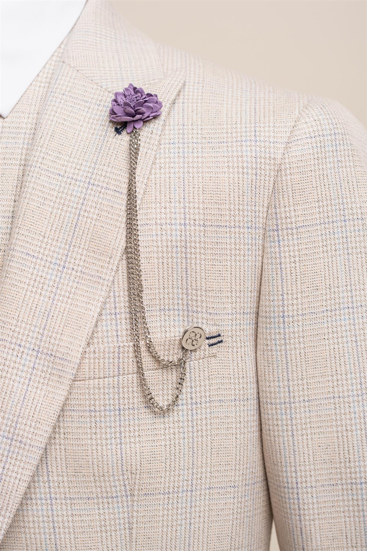 Unisex Flower Chain Brooch Suit Accessory - Purple