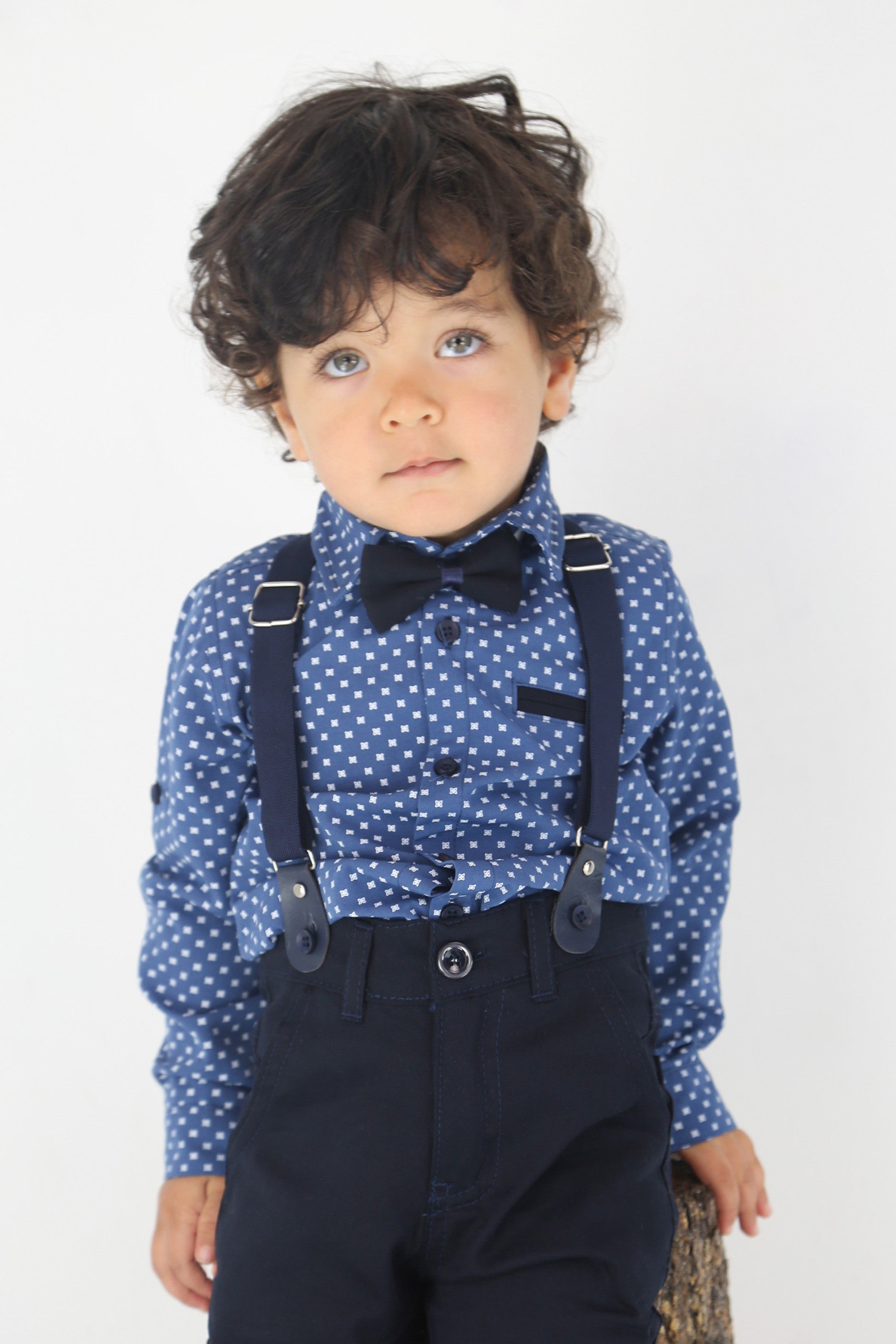 Baby & Boys 4-Piece Cotton Patterned Gentleman Outfit Set – KELEBEK - Saxe - Navy